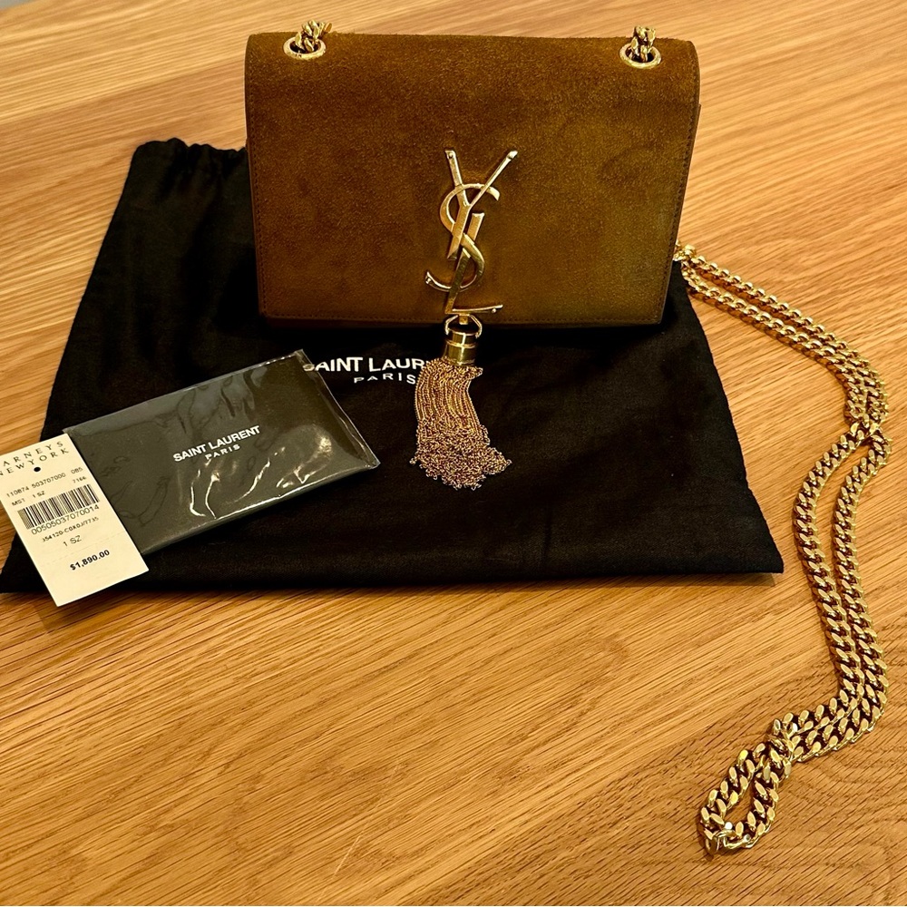 Saint Laurent Brown Suede Small Kate Tassel Crossbody Bag - Picture 2 of 16